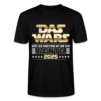 RENTE 2025 MÖGE DER RUHESTAND MIT DIR SEIN - Stanley/Stella Unisex Bio-T-Shirt CRAFTER - Schwarz - Vorne - Alina (178cm) & Michal (187cm)
