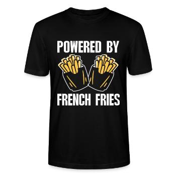 Frites Nourriture Jeu de mots Pomme de terre - T-shirt bio CRAFTER Stanley Stella Unisexe - noir - Devant - Alina (178cm) & Michal (187cm)