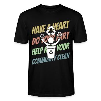 Littering, pollution, environmental awareness - Stanley/Stella CRAFTER Unisex Organic T-Shirt - black - Front - Alina (178cm) & Michal (187cm)