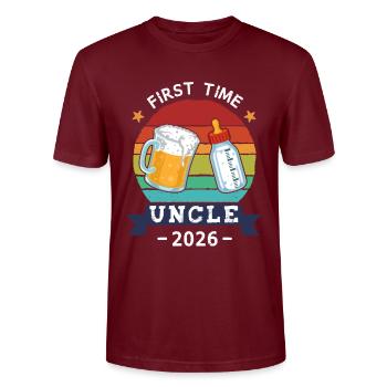 Première fois oncle 2026 - T-shirt bio CRAFTER Stanley Stella Unisexe - bordeaux - Devant - Alina (178cm) & Michal (187cm)