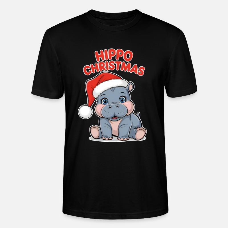 Joyeux Noël Hippo Fun - T-shirt bio CRAFTER Stanley Stella Unisexe - noir