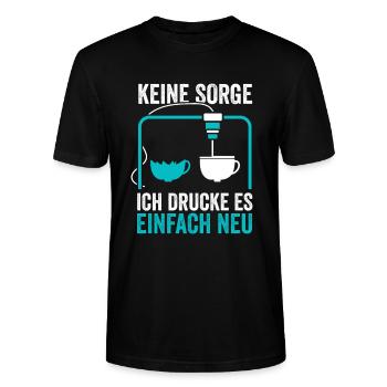 3D Druck Modellbau Keine Sorge - Stanley/Stella Unisex Bio-T-Shirt CRAFTER - Schwarz - Vorne - Alina (178cm) & Michal (187cm)