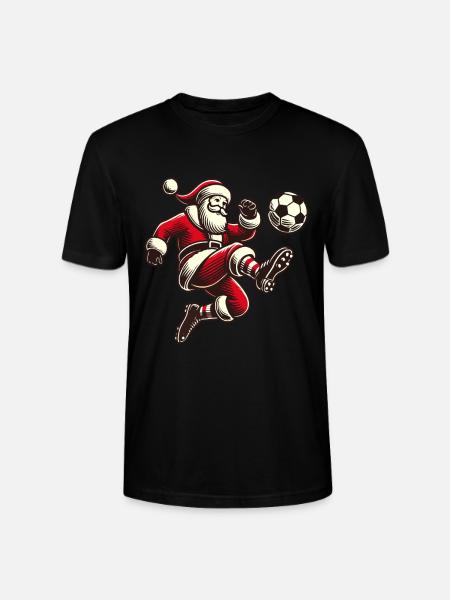 fFußballspielender Weihnachtsmann Santa - Stanley/Stella Unisex Bio-T-Shirt CRAFTER - Schwarz