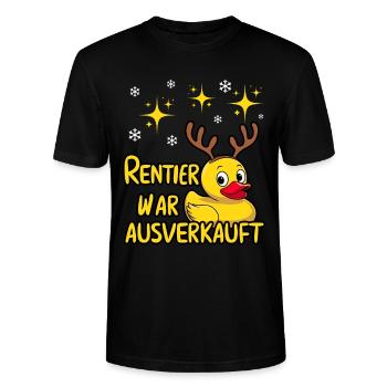 Weihnachten Gummiente Weihnachtsoutfit Lustig - Stanley/Stella Unisex Bio-T-Shirt CRAFTER - Schwarz - Vorne - Alina (178cm) & Michal (187cm)