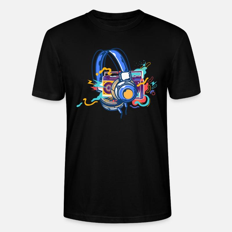 Techno Lover Bunte Kopfhörer Musik - Stanley/Stella Unisex Bio-T-Shirt CRAFTER - Schwarz