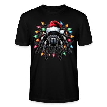 Tarantel Spinne Weihnachten Hut Xmas - Stanley/Stella Unisex Bio-T-Shirt CRAFTER - Schwarz - Vorne - Alina (178cm) & Michal (187cm)