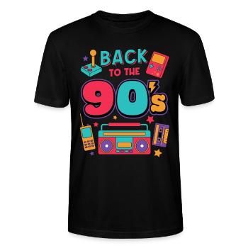 back to the 90 s / Zurück in die 90er, retro - Stanley/Stella Unisex Bio-T-Shirt CRAFTER - Schwarz - Vorne - Alina (178cm) & Michal (187cm)