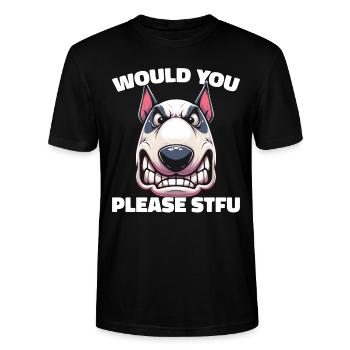 Bull Terrier, taisez-vous, s’il vous plaît, taisez-vous - T-shirt bio CRAFTER Stanley Stella Unisexe - noir - Devant - Alina (178cm) & Michal (187cm)