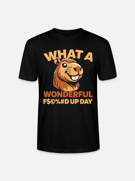 Capybara Wasserschwein Fucked Up Day - Stanley/Stella CRAFTER Unisex Organic T-Shirt - black