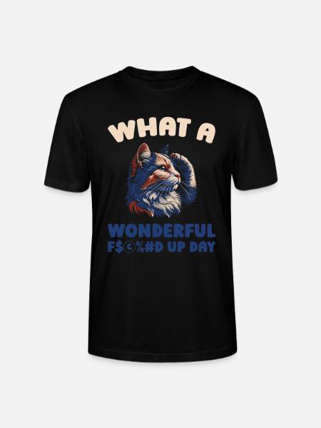 Cat Fucked Up Day - Stanley/Stella CRAFTER Unisex Organic T-Shirt - black