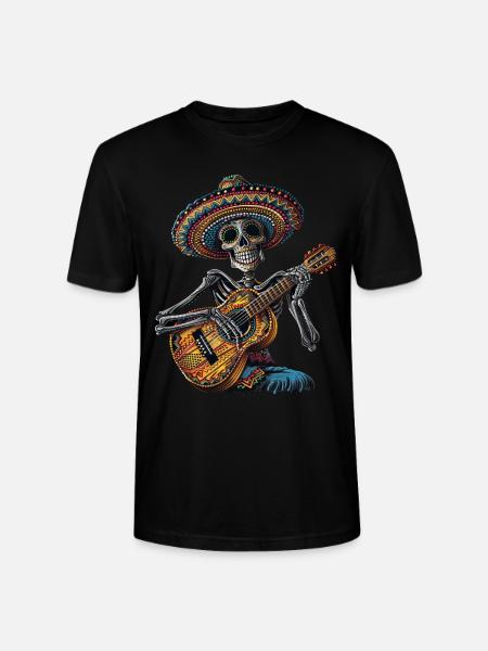 Ukulele Mexican Skeleton - Stanley/Stella CRAFTER Unisex Organic T-Shirt - black
