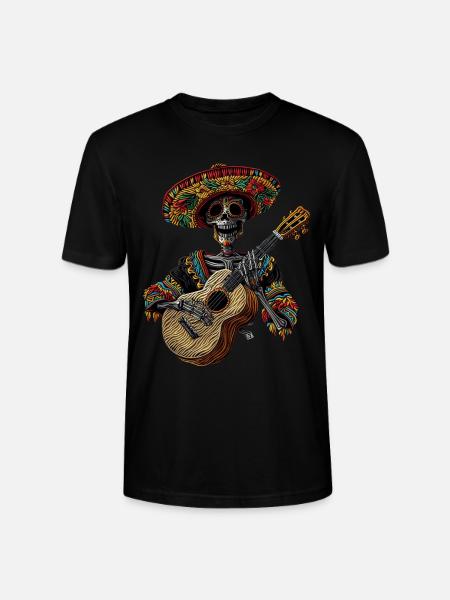 Ukulele Mexican Skeleton - Stanley/Stella CRAFTER Unisex Organic T-Shirt - black