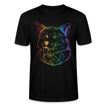Fuchs LGBT Regenbogen Caninae Rotfuchs Canidae Fuchs - Stanley/Stella Unisex Bio-T-Shirt CRAFTER - Schwarz - Vorne - Alina (178cm) & Michal (187cm)