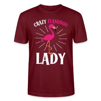 Verrückte Flamingo-Dame Verrückte Dame - Stanley/Stella Unisex Bio-T-Shirt CRAFTER - Burgunderrot - Vorne - Alina (178cm) & Michal (187cm)