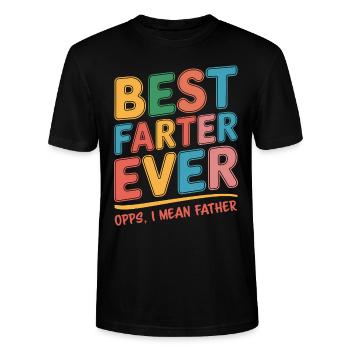 Furz Spruch Furzen Papa Pups Lustige Furz Geschenk - Stanley/Stella Unisex Bio-T-Shirt CRAFTER - Schwarz - Vorne - Alina (178cm) & Michal (187cm)