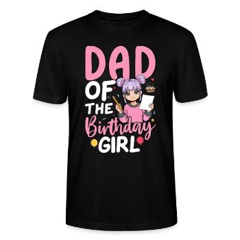 Papa de la fille d’anniversaire - T-shirt bio CRAFTER Stanley Stella Unisexe - noir - Devant - Alina (178cm) & Michal (187cm)