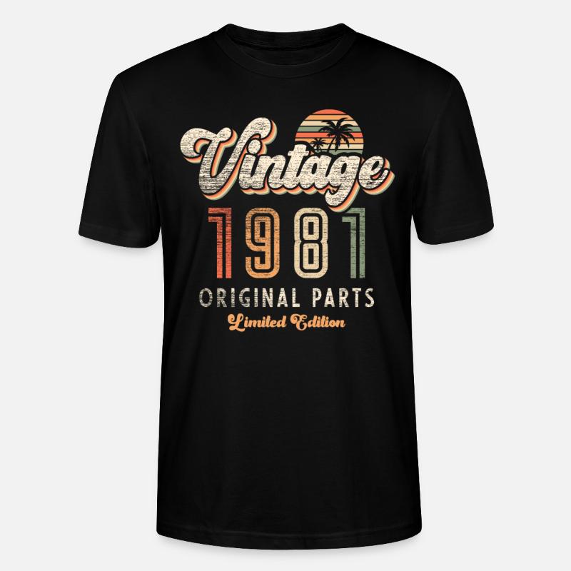 Millésime 1981 Anniversaire Rétro - T-shirt bio CRAFTER Stanley Stella Unisexe - noir