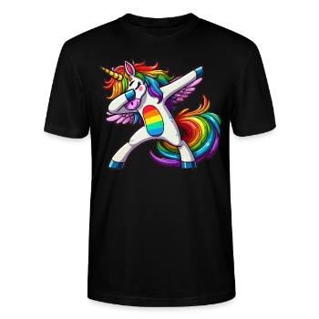 Dabbing Licorne - T-shirt bio CRAFTER Stanley Stella Unisexe - noir - Devant - Alina (178cm) & Michal (187cm)