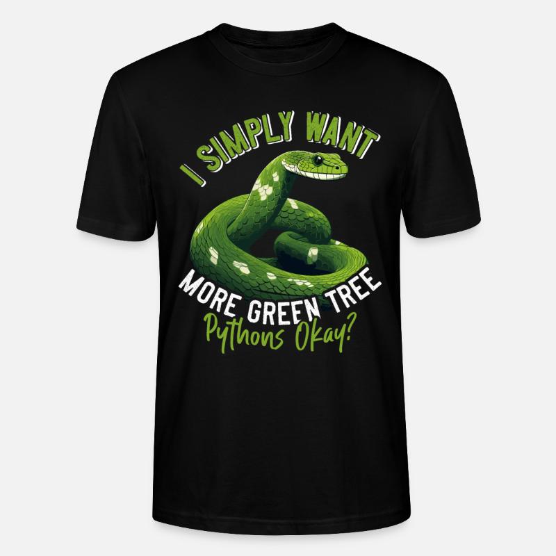 Green Tree Python - Stanley/Stella CRAFTER Unisex Organic T-Shirt - black