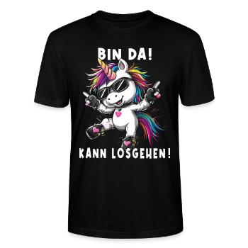 Süßes Einhorn, Bunte Einhörner - Stanley/Stella Unisex Bio-T-Shirt CRAFTER - Schwarz - Vorne - Alina (178cm) & Michal (187cm)