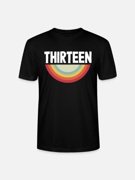 Retro Rainbow 13th Birthday - Stanley/Stella CRAFTER Unisex Organic T-Shirt - black