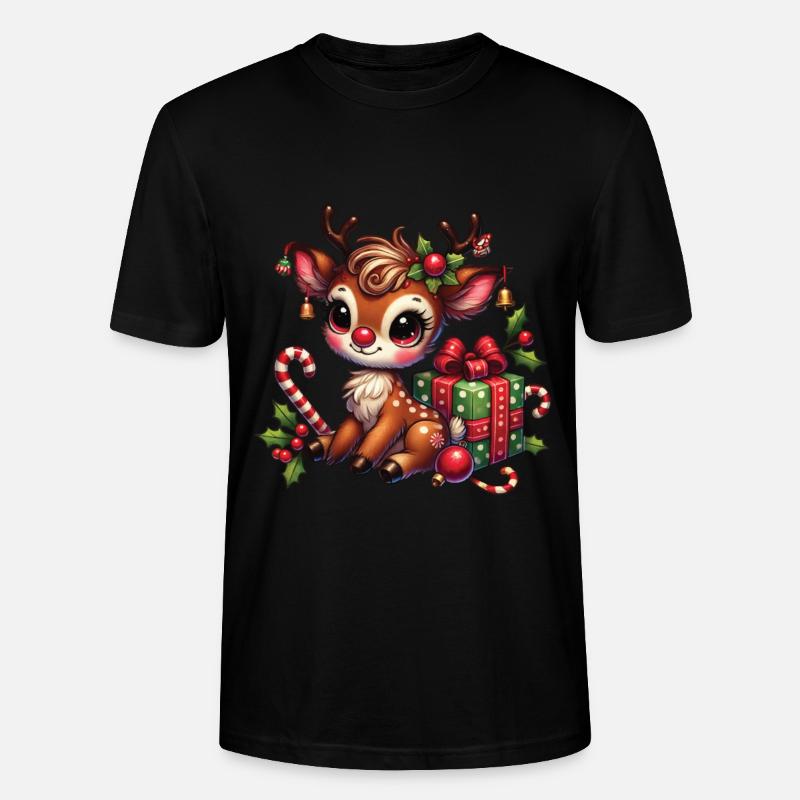 Renne de Noël avec cadeau - T-shirt bio CRAFTER Stanley Stella Unisexe - noir