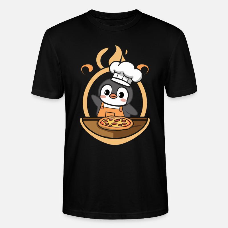 Süßer Pinguin Koch Pizza - Stanley/Stella Unisex Bio-T-Shirt CRAFTER - Schwarz