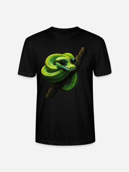 Grüner Baumpython Schlangen Liebhaber Terrarium - Stanley/Stella Unisex Bio-T-Shirt CRAFTER - Schwarz