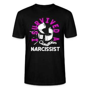 J’ai divorcé d’un narcissique - T-shirt bio CRAFTER Stanley Stella Unisexe - noir - Devant - Alina (178cm) & Michal (187cm)
