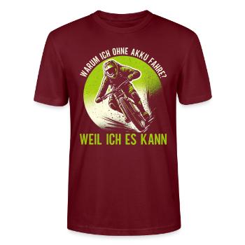 Mountain bikers, MTB lovers, cycling - Stanley/Stella CRAFTER Unisex Organic T-Shirt - burgundy - Front - Alina (178cm) & Michal (187cm)