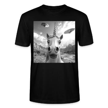 Einhorn - Stanley/Stella Unisex Bio-T-Shirt CRAFTER - Schwarz - Vorne - Alina (178cm) & Michal (187cm)