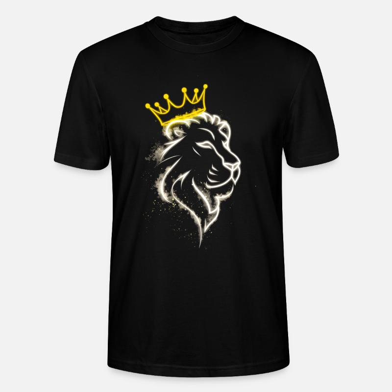 Lion Lignes Blanches Avec Couronne - T-shirt bio CRAFTER Stanley Stella Unisexe - noir