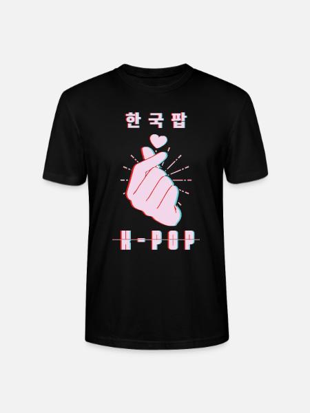 K-Pop kjærlighetsskilt med hjerte og hånd - Stanley/Stella CRAFTER unisex økologisk T-skjorte - svart