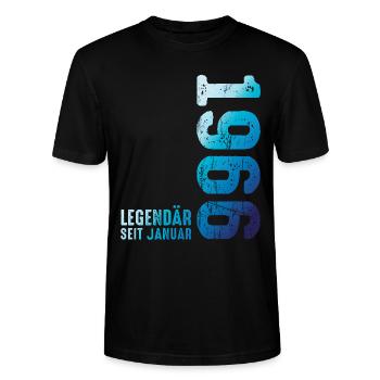 Limited Edition January 1966 Legendär Seit January - Stanley/Stella Unisex Bio-T-Shirt CRAFTER - Schwarz - Vorne - Alina (178cm) & Michal (187cm)