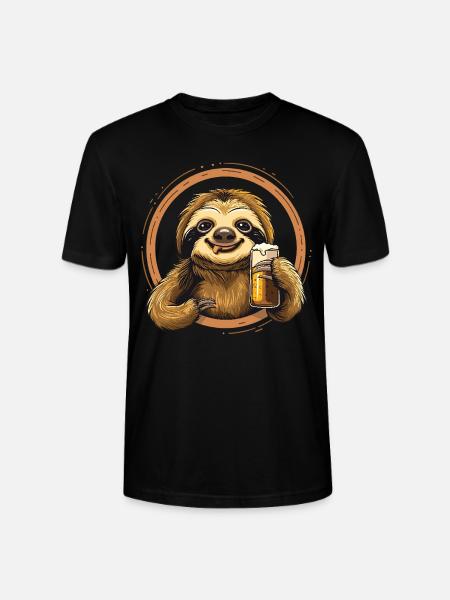 Faultier Bier Biertrinker - Stanley/Stella Unisex Bio-T-Shirt CRAFTER - Schwarz