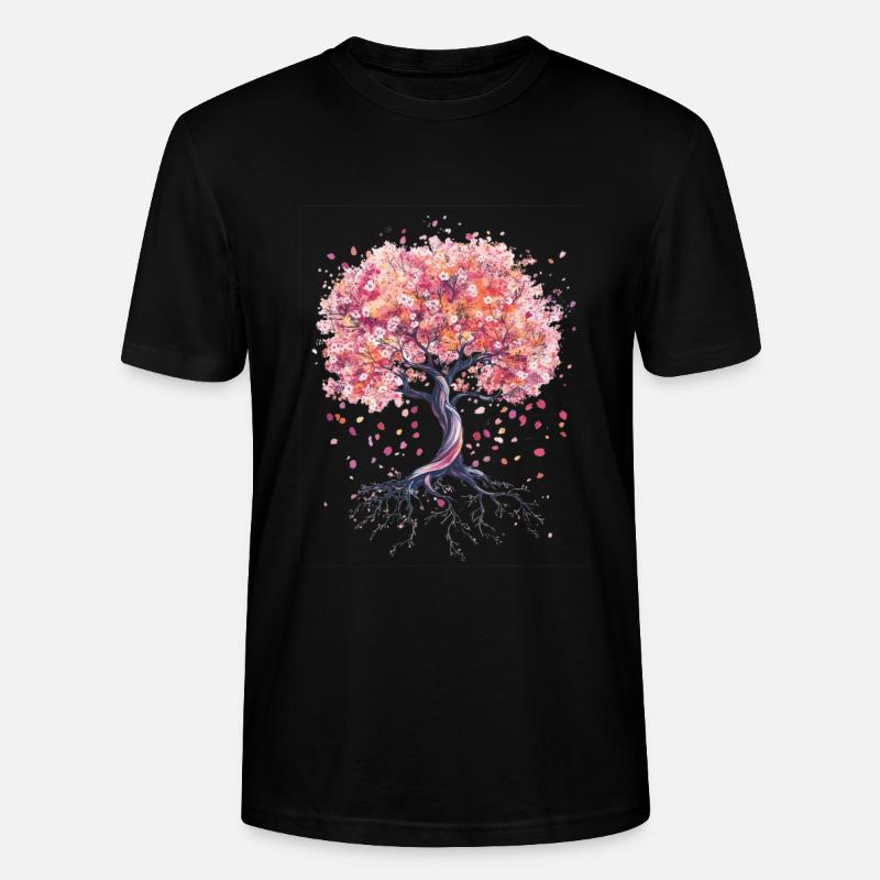 Cherry tree in bloom - Stanley/Stella CRAFTER Unisex Organic T-Shirt - black