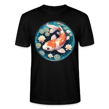 Koi Koi Carpe - T-shirt bio CRAFTER Stanley Stella Unisexe - noir - Devant - Alina (178cm) & Michal (187cm)
