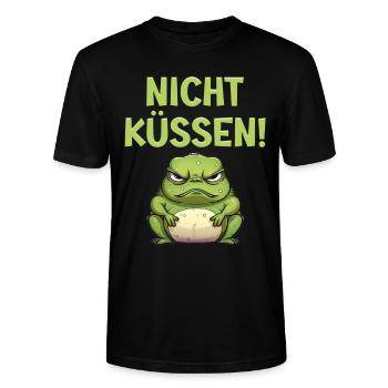 Froschkostüm NICHT KÜSSEN Lustiges Faschings - Stanley/Stella Unisex Bio-T-Shirt CRAFTER - Schwarz - Vorne - Alina (178cm) & Michal (187cm)