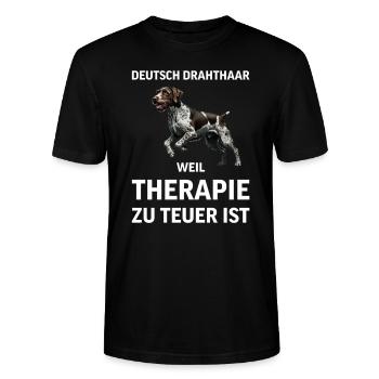 Deutsch Drahthaar I Jagdhund Vorstehhund Motiv für - Stanley/Stella Unisex Bio-T-Shirt CRAFTER - Schwarz - Vorne - Alina (178cm) & Michal (187cm)
