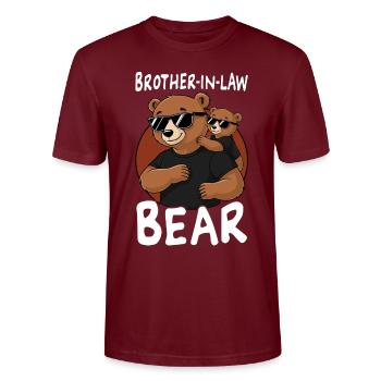 Brother In Law Bear - Stanley/Stella CRAFTER Unisex Organic T-Shirt - burgundy - Front - Alina (178cm) & Michal (187cm)