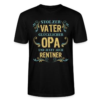 Stolzer Vater Opa Rentner - Stanley/Stella Unisex Bio-T-Shirt CRAFTER - Schwarz - Vorne - Alina (178cm) & Michal (187cm)
