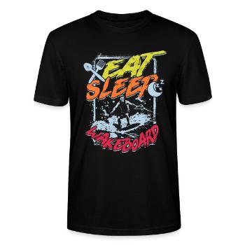 Wakeboarding Eat Sleep Wakeboard Wakeboarder - Stanley/Stella Unisex Bio-T-Shirt CRAFTER - Schwarz - Vorne - Alina (178cm) & Michal (187cm)