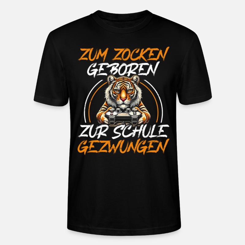 Né pour jouer Forcé d’aller à l’école Tiger - T-shirt bio CRAFTER Stanley Stella Unisexe - noir