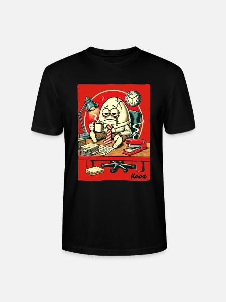 Tired office egg with coffee - Stanley/Stella CRAFTER Unisex Organic T-Shirt - black