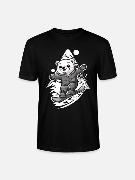 Snowboarding bear in the mountains - Stanley/Stella CRAFTER Unisex Organic T-Shirt - black