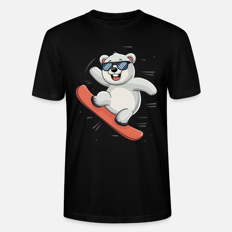 Cooler Eisbär Snowboarden Abenteuer - Stanley/Stella Unisex Bio-T-Shirt CRAFTER - Schwarz