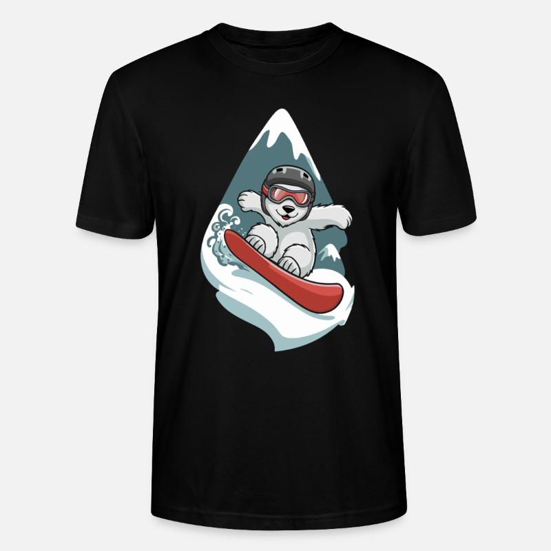 Schneebär auf Snowboard Abenteuer - Stanley/Stella Unisex Bio-T-Shirt CRAFTER - Schwarz