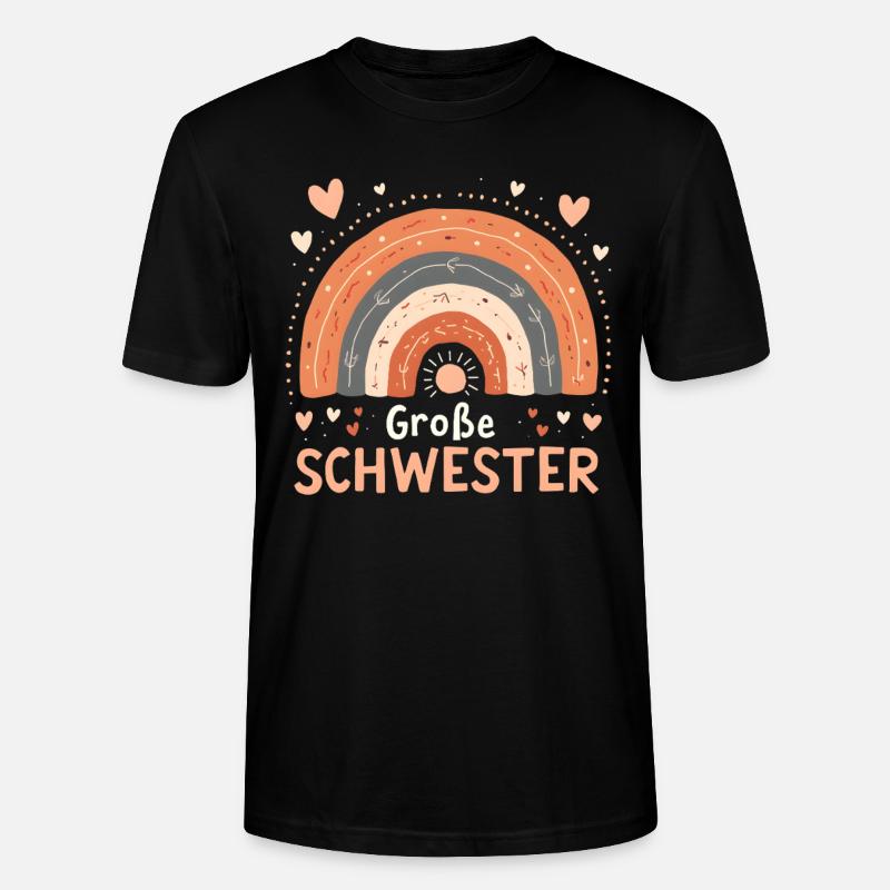 Große Schwester Regenbogen Boho - Stanley/Stella Unisex Bio-T-Shirt CRAFTER - Schwarz