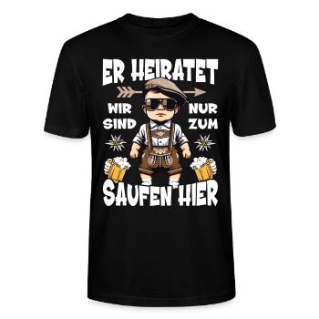 JGA Männer T-Shirt poltern Polterabend Polterer - Stanley/Stella Unisex Bio-T-Shirt CRAFTER - Schwarz - Vorne - Alina (178cm) & Michal (187cm)