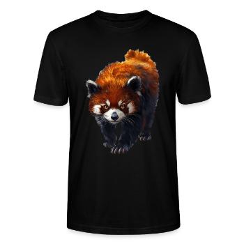 Roter Panda - Stanley/Stella Unisex Bio-T-Shirt CRAFTER - Schwarz - Vorne - Alina (178cm) & Michal (187cm)